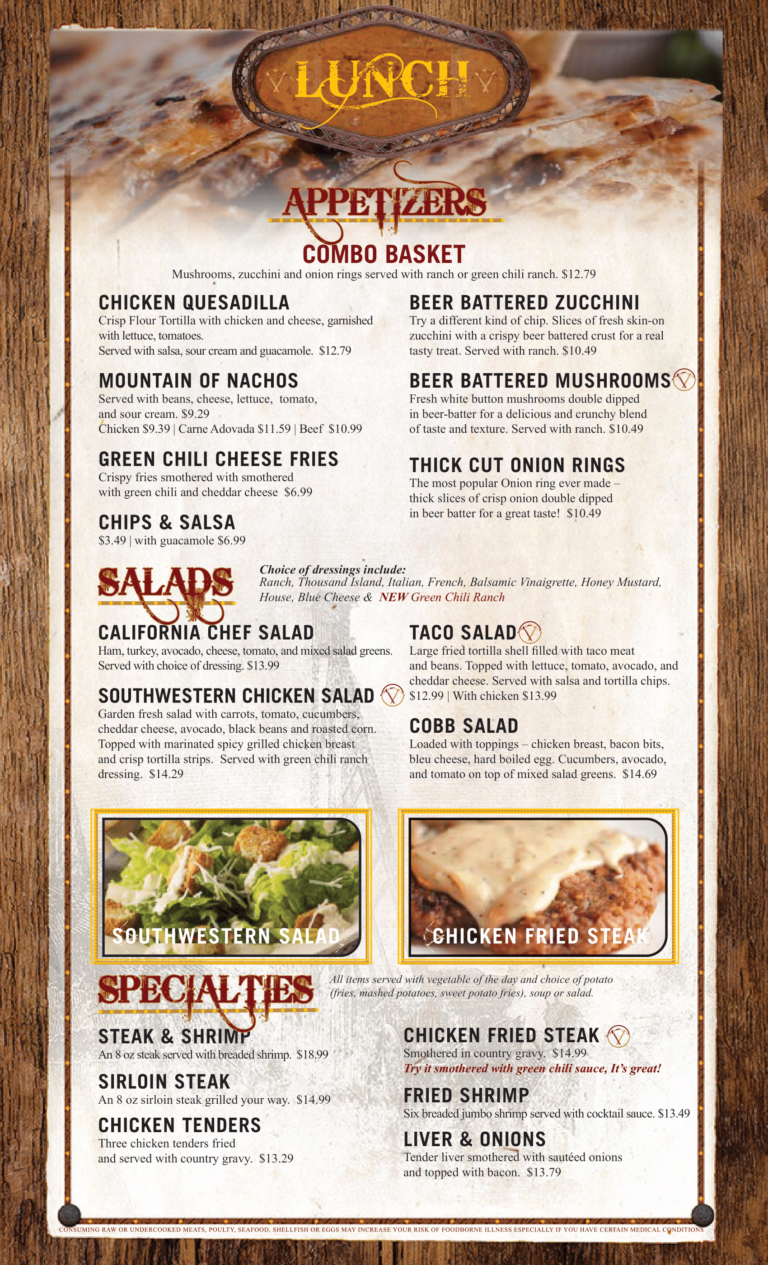 Menu Copper Canyon Cafe